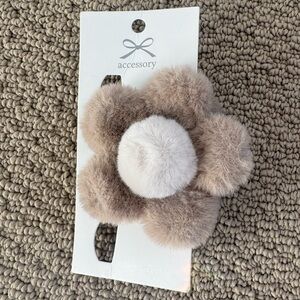 Chic Fluffy Flower Hair Clip in Brown and Cream